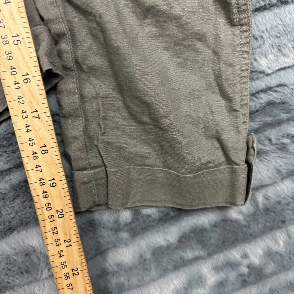 Banana Republic Martin Fit Cargo Pants Womens 0P Gray Linen Blend Crop Utility